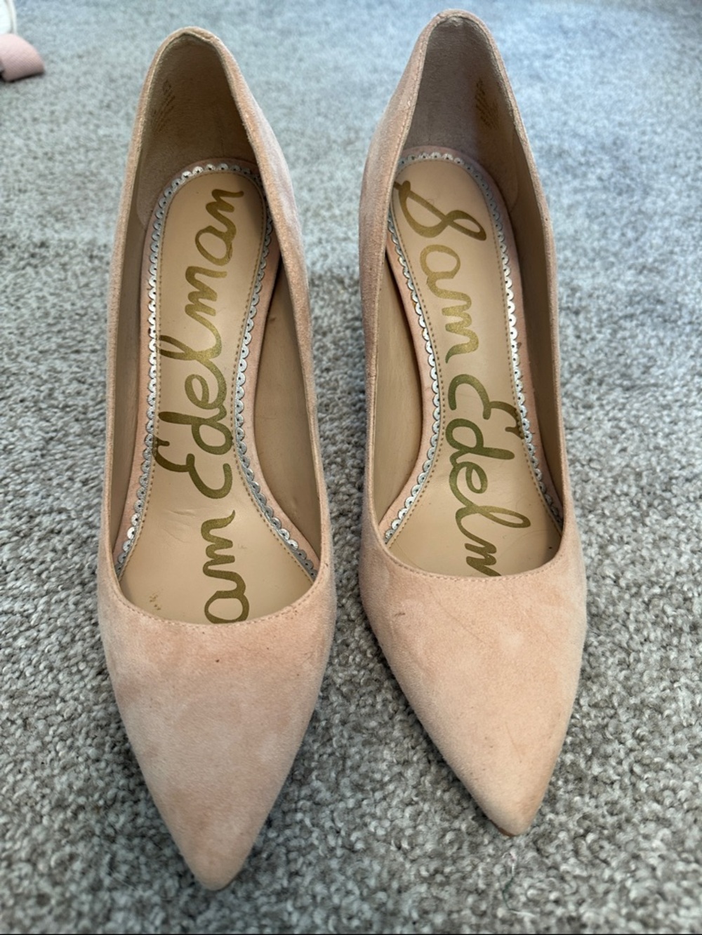 Sam Edelman Blush Pink Suede Pointed-Toe Pumps